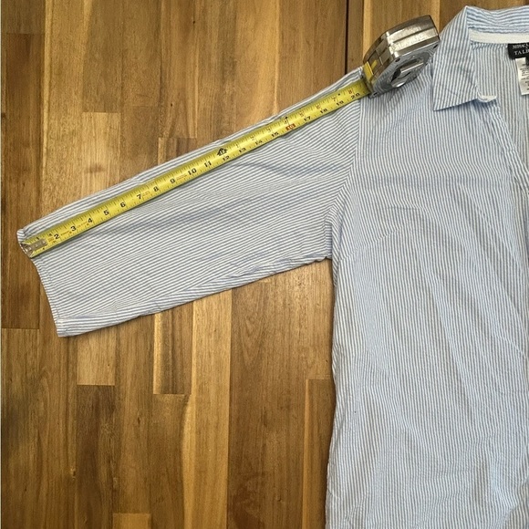 Talbots Miraclesuit Crinkle Gauze Seersucker Oversized Button Down Beach Shirt - Picture 9 of 10